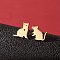 Stainless Steel Small Animal Stud Earrings for Women, Mouse, Left and Right, Golden, 60x40mm