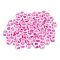 Opaque White Acrylic European Beads, Large Hole Beads, Cube with Heart Pattern, Fuchsia, 7x7x7mm, Hole: 4mm, 100Pcs/Bag