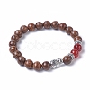 Dyed Wood Round Beads Stretch Bracelets BJEW-JB04839-5