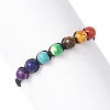 Round Natural Mixed Gemstone Braided Bead Bracelet BJEW-YW0001-11-5