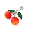Brass Green Enamel & Plastic Cherry Pendants KK-I276-17P-3