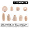 2 Bags Natural Unfinished Wood Beads Set WOOD-PH0001-89-5