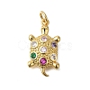 Rack Plating Brass Micro Pave Cubic Zirconia Pendants X-ZIRC-F142-21G-1