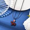 Dyed Synthetic Turquoise Horse Pendant Black Waxed Cord Necklaces NJEW-JN05430-02-1