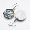 Abalone Shell/Paua Shell Dangle Earrings EJEW-F147-C13-2