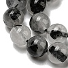 Grade A Natural Tourmalinated Quartz/Black Rutilated Quartz Beads Strands G-R494-A06-02-3