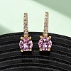 Flat Round Brass Micro Pave Cubic Zirconia Hoop Earrings EJEW-F384-03G-1