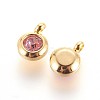304 Stainless Steel Rhinestone Charms STAS-P237-10G-03-2