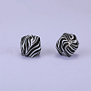 Colorful Pattern Printed Silicone Focal Beads SI-JX0022A-12-1
