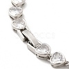 Clear Cubic Zirconia Heart Link Chain Bracelet BJEW-E073-05P-3