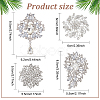 4Pcs 4 Style Rhinestone Flower Brooch Pins JEWB-AN0001-04-2