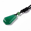 Gemstone Hexagon Pendant Necklace with Nylon Cord for Men Women NJEW-G094-A-3