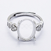 Anti-Tarnish Rhodium Plated 925 Sterling Silver Finger Ring Components STER-G027-04P-2