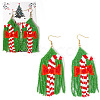 Red Cane Tassel Glass Seed Beads Dangle Earrings OX3182-1