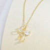 Brass Pave Clear Cubic Zirconia Bowknot Pendant 304 Stainless Steel Cable Chain Necklaces for Women WGC29E2-01-4