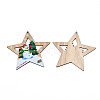Christmas Theme Single-Sided Printed Wood Big Pendants WOOD-N005-63-2