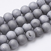 Electroplate Natural Druzy Geode Weathered Agate Beads Strands G-S284-6mm-07-1
