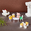 6 Sets 3 Style Mini Plastic Chairs and Table Miniature Display Decorations AJEW-OC0004-12-3