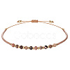 2mm Faceted Natural Rhodonite Beaded Braided Adjustable Bracelets for Women PF2854-3-2