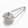 Brass Micro Pave Cubic Zirconia Safety Brooch JEWB-I010-08P-2