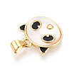 Brass Pave Natural Shell Panda Pendants KK-N268-20G-2