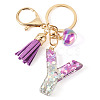 Alloy Resin Heart Keychains KEYC-TADJ0002-01G-Y-2