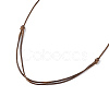 Natural Rose Quartz Nugget Pendant Necklace with Waxed Cord for Women NJEW-F306-01G-4