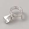 Rhodium Plated 925 Sterling Silver Open Back Bezel Pendant Cabochon Settings STER-WH0004-018B-2