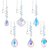 6Pcs 6 Styles Teardrop & Oval Glass Hanging Suncatchers HJEW-FH00201-1