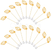 60Pcs 2 Styles Leaf Stainless Steel Round Tray Stick Lapel Pins JEWB-SC0001-75E-1