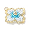 Handmade Glass Seed Beaded Quatrefoil Pattern Pendants PALLOY-MZ00965-01-3