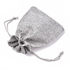 Polyester Imitation Burlap Packing Pouches Drawstring Bags ABAG-R004-14x10cm-11-2