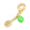 Brass Micro Pave Clear Cubic Zirconia Sports European Dangle Charms KK-H273-07G-2