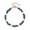 Natural Malachite Chip Beaded Bracelets for Women X-BJEW-JB11742-10-2