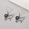 Alloy & Synthetic Turquoise Flower Dangle Earrings WGE566C-01-1