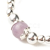 2Pcs 2 Style Natural Lavender Amethyst & Synthetic Hematite Beaded Rings with Brass Tree of Life Charms RJEW-JR00474-04-7