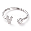 Brass Micro Pave Clear Cubic Zirconia Cuff Rings RJEW-J074-01P-V-1