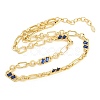 7MM Brass Pave Cubic Zirconia Figaro Chain Necklaces NJEW-D324-05G-06-3