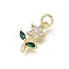 Brass Micro Pave Green Cubic Zirconia Pendants CU-L001-13G-02-2
