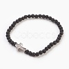 Natural Lava Rock Beads Stretch Bracelets BJEW-JB03823-02-1