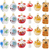 24Pcs 6 Styles Porcelain Pendants PALLOY-FH00169-1