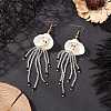 304 Stainless Steel Dyed Synthetic Turquoise & Natural Black Onyx & Glass Seed Beaded Dangle Earrings EJEW-MZ00530-02-1