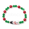Christmas Natural Dyed Mashan Jade Gemstone Beaded Stretch Bracelets BJEW-MZ00193-2