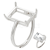 1Pc Adjustable 925 Sterling Silver Rectangle Ring Component STER-BC0003-67P-1
