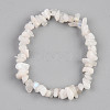 Unisex Chip Natural Rainbow Moonstone Beaded Stretch Bracelets BJEW-S143-37-2