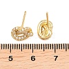knot Brass Micro Pave Cubic Zirconia Stud Earrings EJEW-C174-01G-06-5