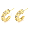 Rack Plating Brass Cubic Zirconia Horn Stud Earrings EJEW-K245-31G-1