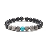 Natural Black Stone & Picasso Jasper & Labradorite & Synthetic Turquois & Non-Magnetic Synthetic Hematite Beaded Stretch Bracelets Sets for Women BJEW-JB09279-4
