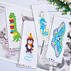 Gorgecraft 4 Sets 4 Style DIY Sea Horse/Penguin/Dinosaur/Butterfly Pattern PP Bookmarks Cross Stitch Kits DIY-FG0004-07-4