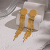 Flat Round 304 Stainless Steel Tassel Stud Earrings JH8202-1-5